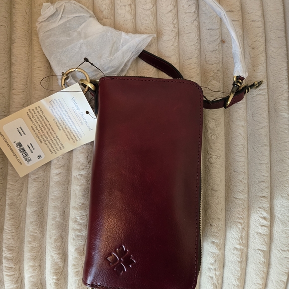 Patricia Nash Burgundy Crossbody Phone Bag with Gold Hardware - Picture 13 of 16